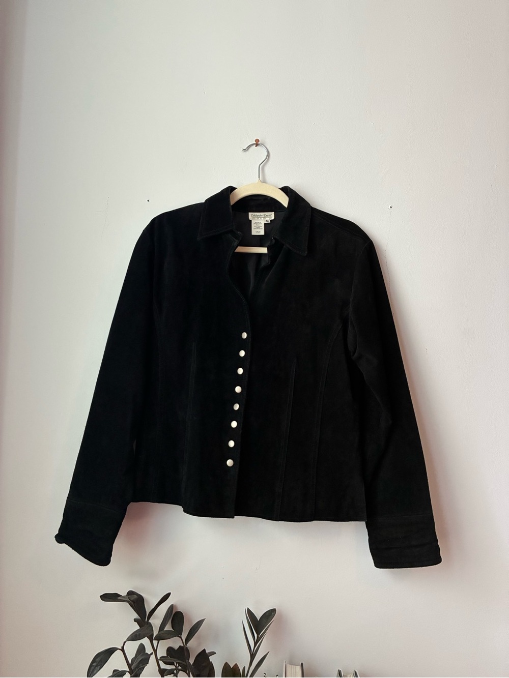 Coldwater Creek Black Suede Button-Front Jacket